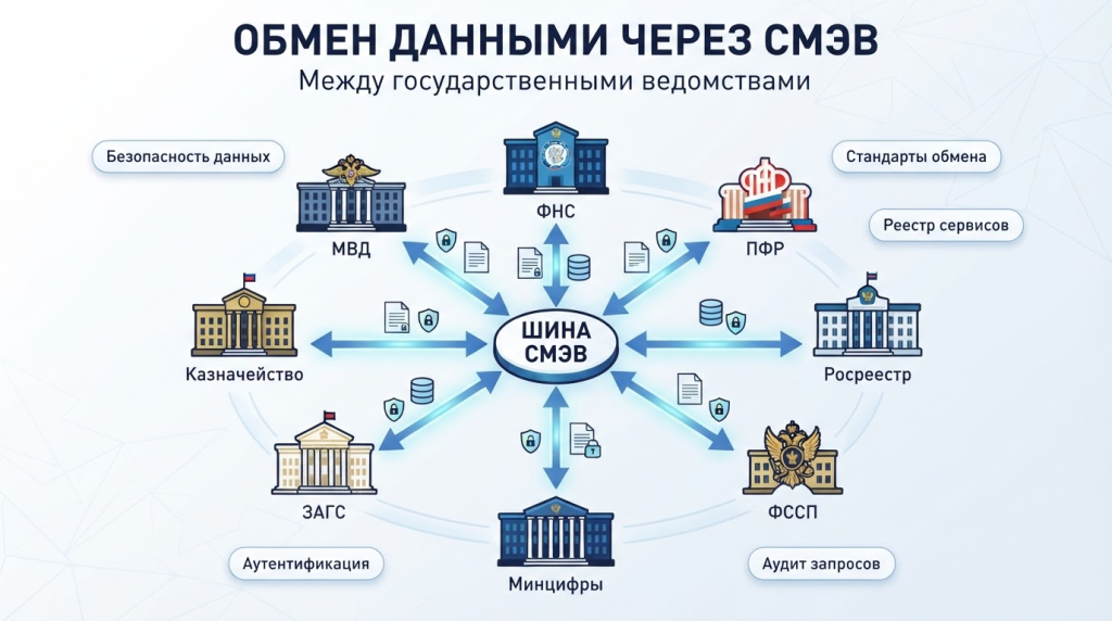 Обмен данными между государственными ведомствами через СМЭВ