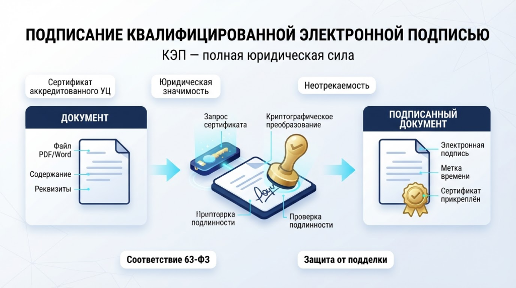 Подписание электронного документа квалифицированной электронной подписью