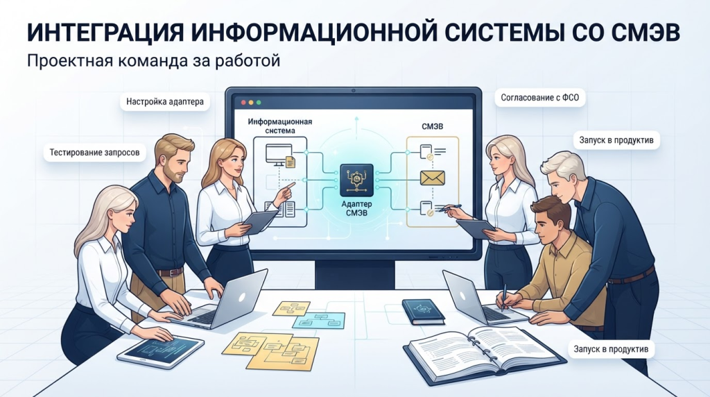 Проектная команда настраивает интеграцию информационной системы со СМЭВ